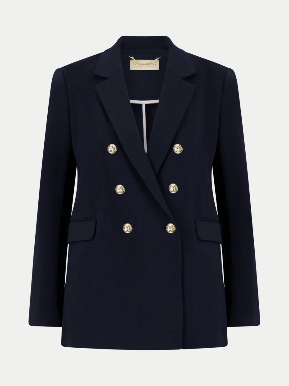 Tailored Double-Breasted Navy Blazer With Gold Buttons